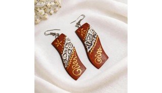 Handcrafted Painting Wood Earrings Unique Shaped